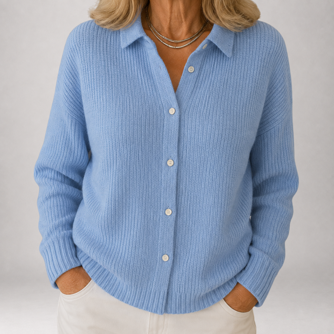 Junia | Gerippte Strickjacke mit Kragen