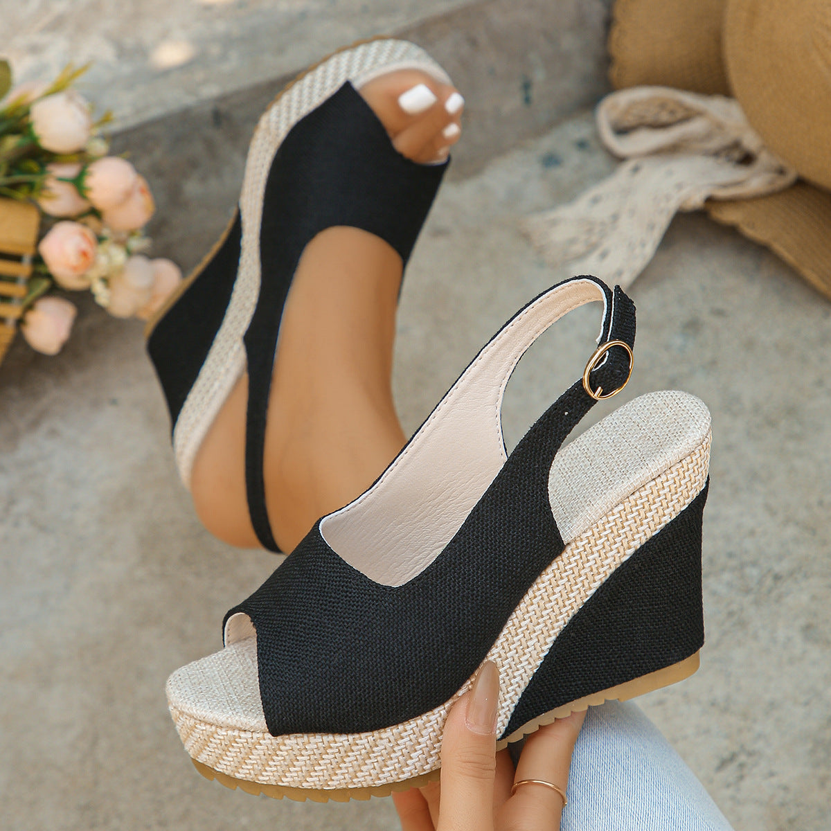 Isabelle | Slingsandalen aus Leinenoptik