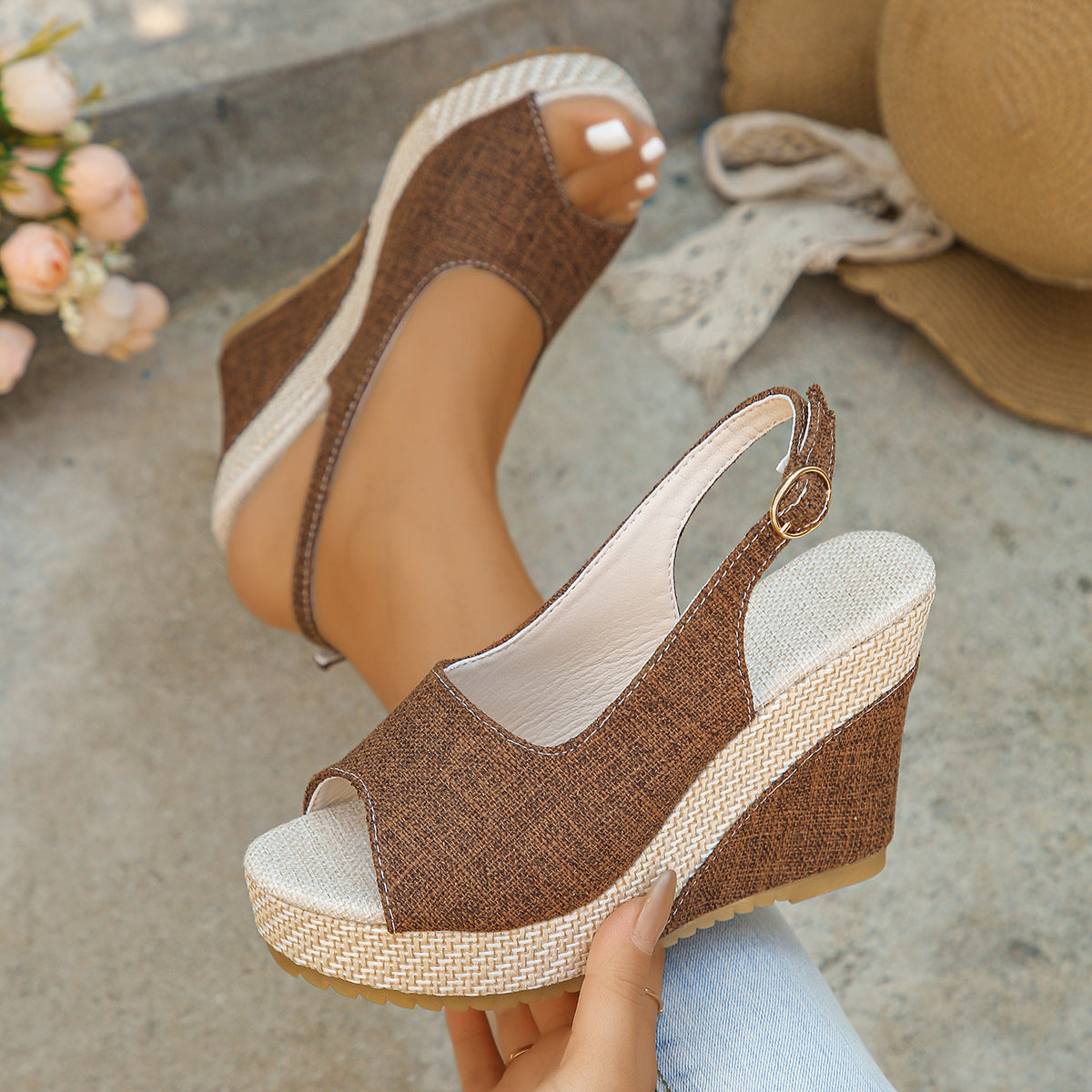 Isabelle | Slingsandalen aus Leinenoptik