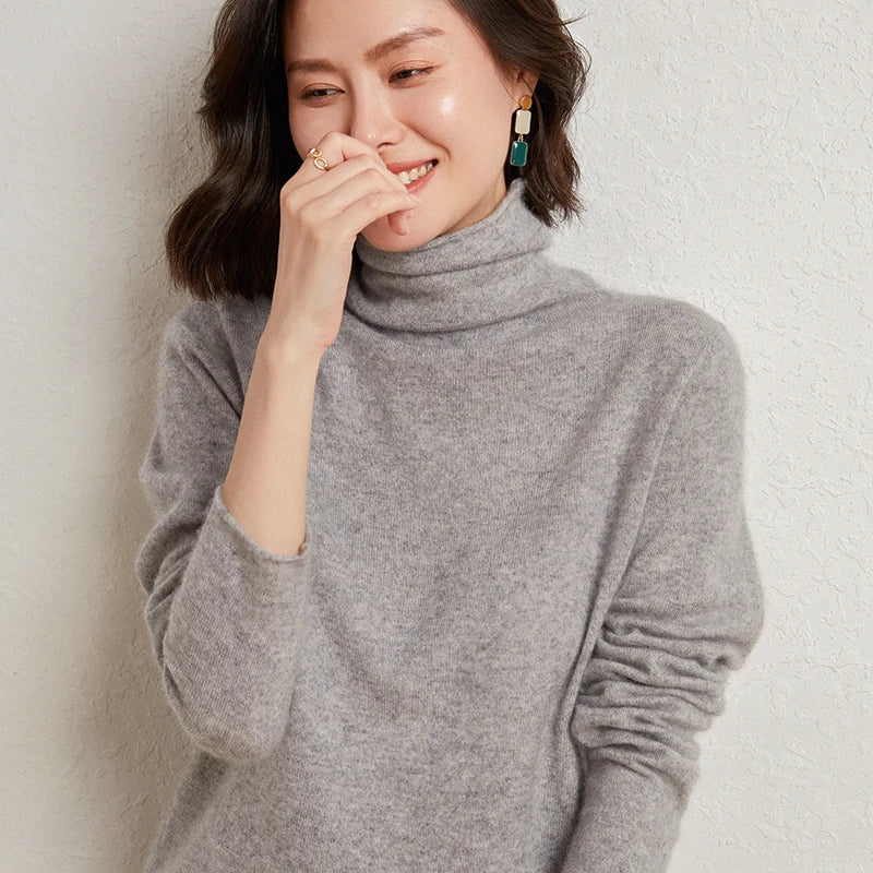 NobleLoft Merino-Rollkragenpullover, Grau