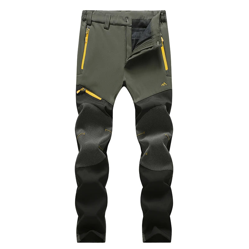 LÄRCHE Stretch-Winterhose Damen, oliv mit schwarzen Einsätzen