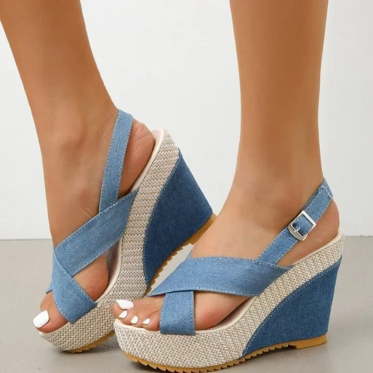Maya | Plateausandalen in Denim-Optik