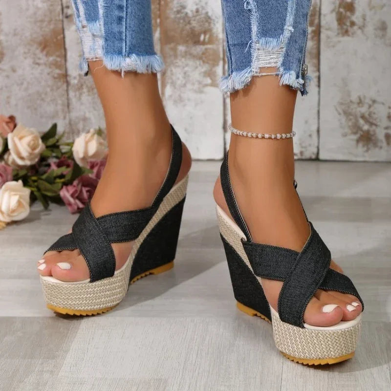 Maya | Plateausandalen in Denim-Optik