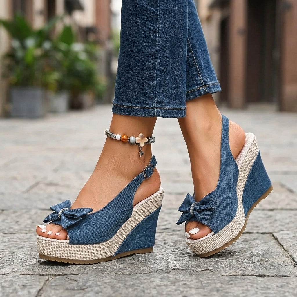 Anna | Keilsandalen in Denim-Optik