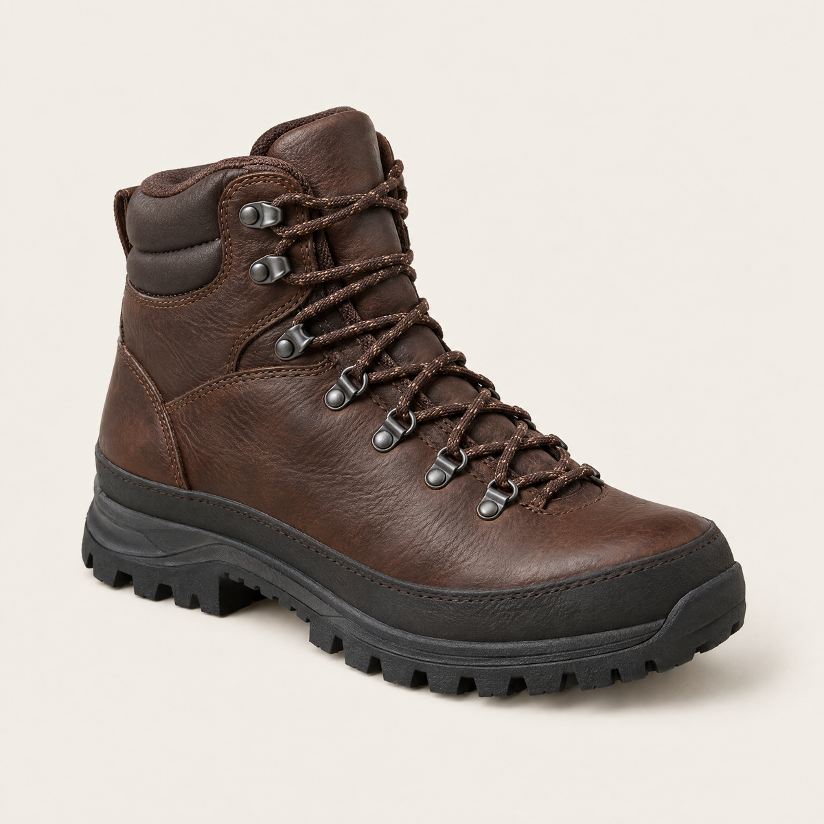 Brauner Wanderstiefel aus Leder, knöchelhoch