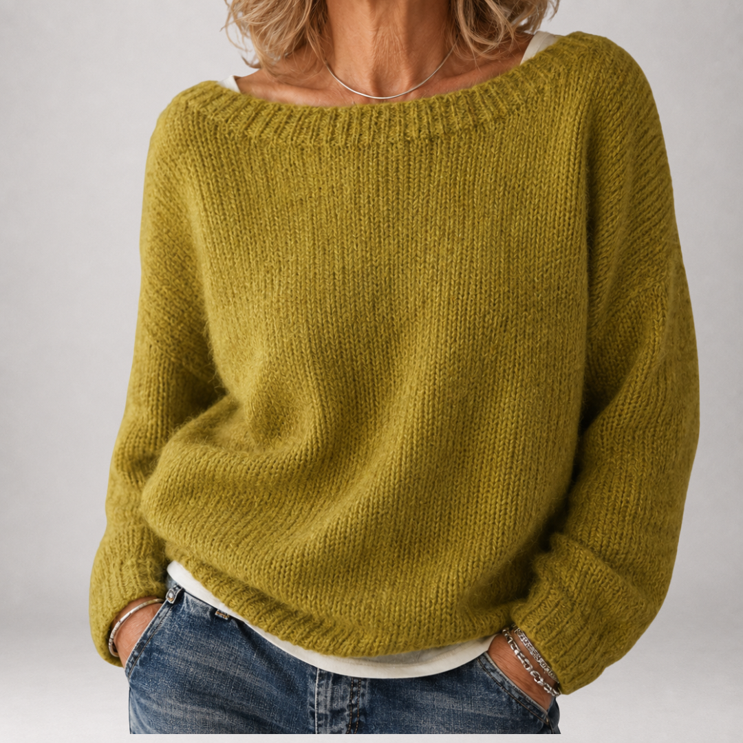 Brienne | Grobstrick-Pullover mit U-Boot-Ausschnitt