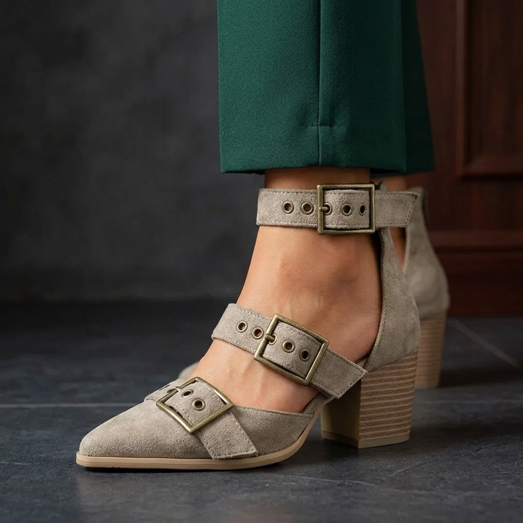 Vivienne | Sandaletten mit Schnalle in Veloursoptik