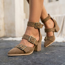 Vivienne | Sandaletten mit Schnalle in Veloursoptik