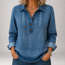Jorunn | Jacquard-Polopullover in Denim-Optik