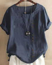 Lara | Einfarbiges Kurzarm-T-Shirt mit Rundhalsausschnitt