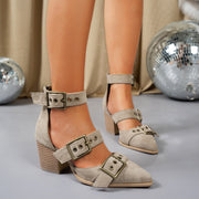 Vivienne | Sandaletten mit Schnalle in Veloursoptik