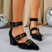 Vivienne | Sandaletten mit Schnalle in Veloursoptik