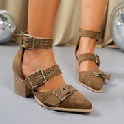 Vivienne | Sandaletten mit Schnalle in Veloursoptik