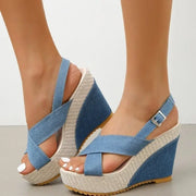 Maya | Plateausandalen in Denim-Optik