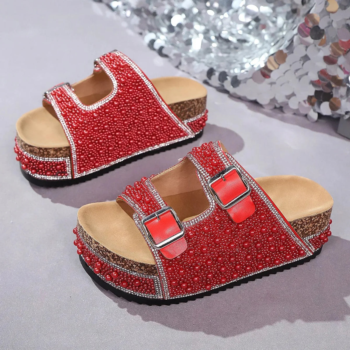 Isabelle | Sandalen mit Perlendetail