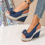 Anna | Keilsandalen in Denim-Optik