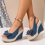 Anna | Keilsandalen in Denim-Optik