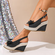 Anna | Keilsandalen in Denim-Optik