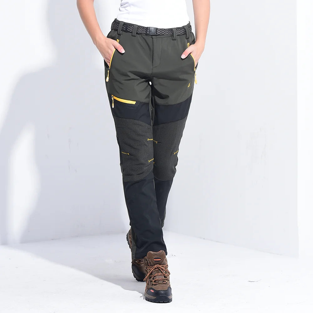 LÄRCHE Stretch-Winterhose Damen, oliv mit schwarzen Einsätzen