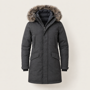 Dunkler Winterparka mit Fellkapuze