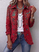Fayrene | Boho-Rüschenjacke mit Paisley-Muster