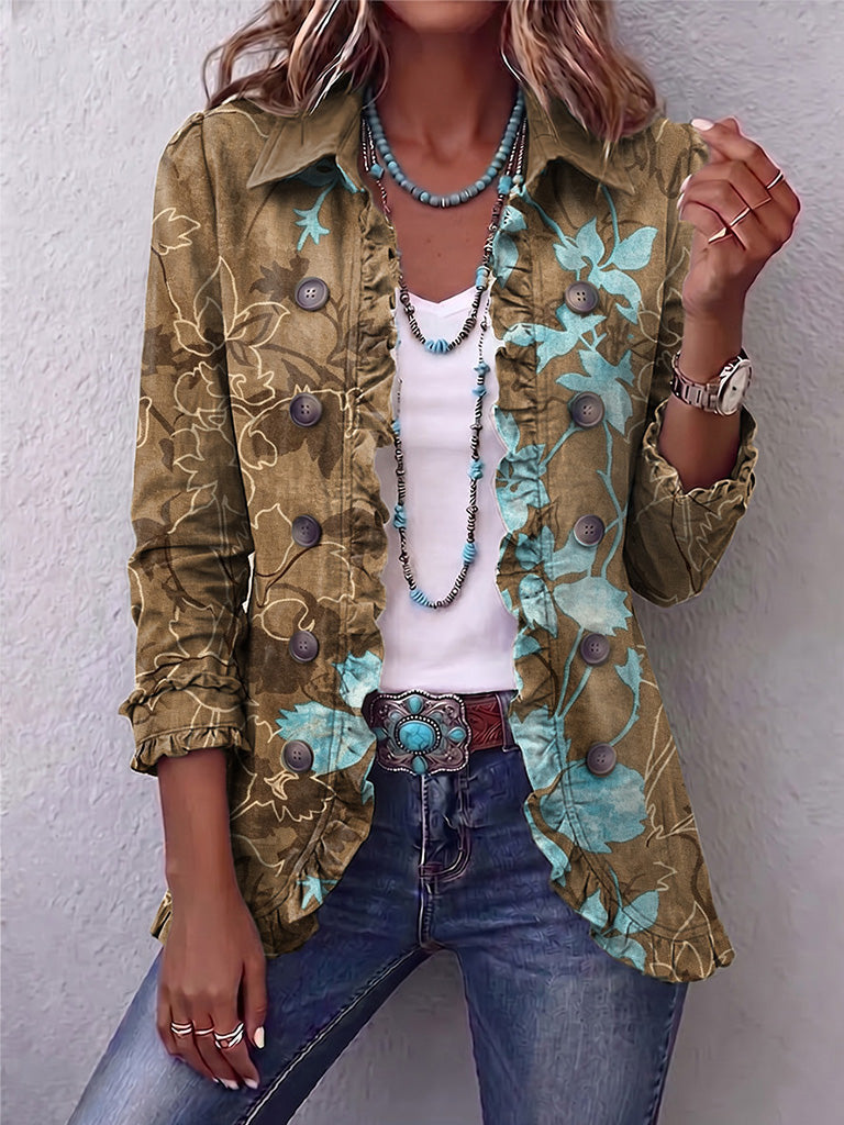 Sundara | Boho-Jacke mit Blumenverlauf