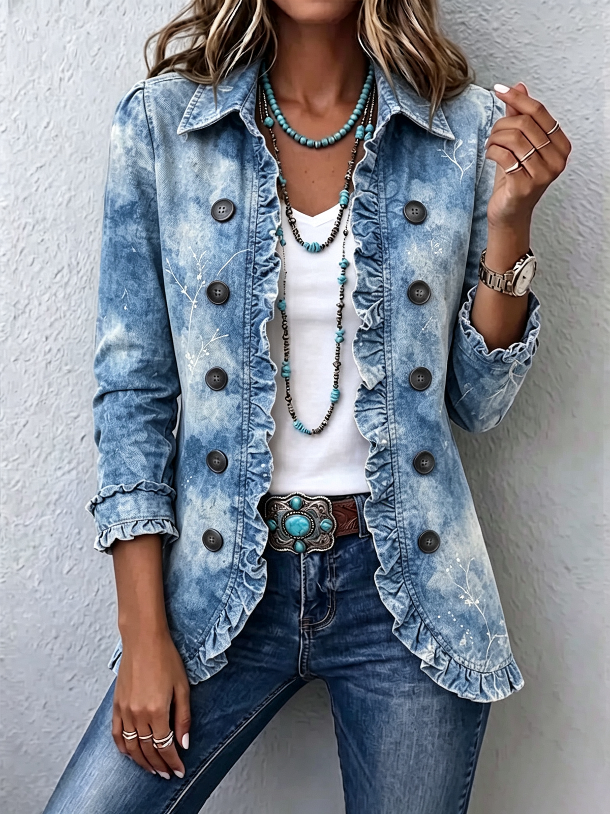 Jemison | Boho-Jacke mit botanischem Druck