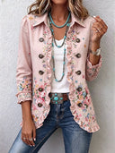Bettany | Blumenjacke mit Rüschen und Knopfleiste