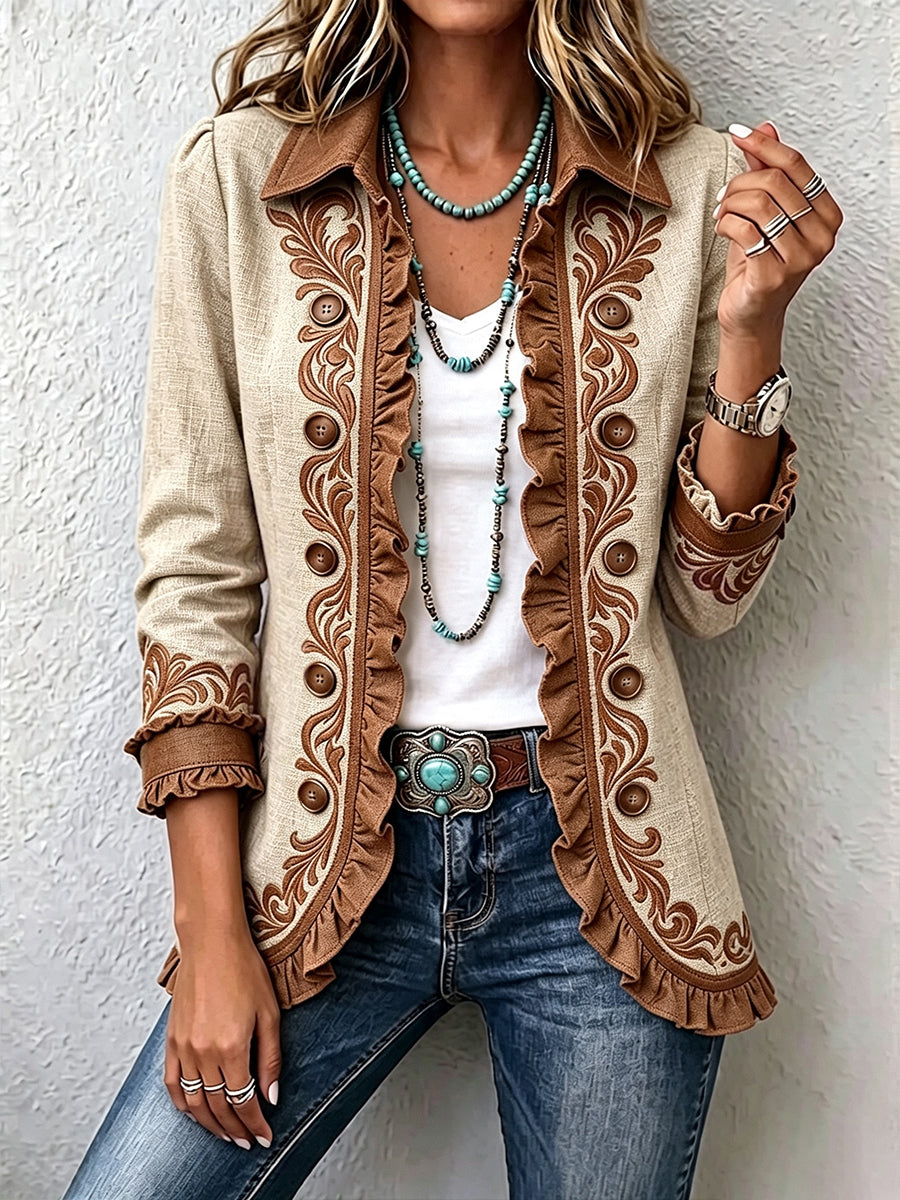 Dawncroft | Vintage-Boho-Jacke mit Blumenmuster