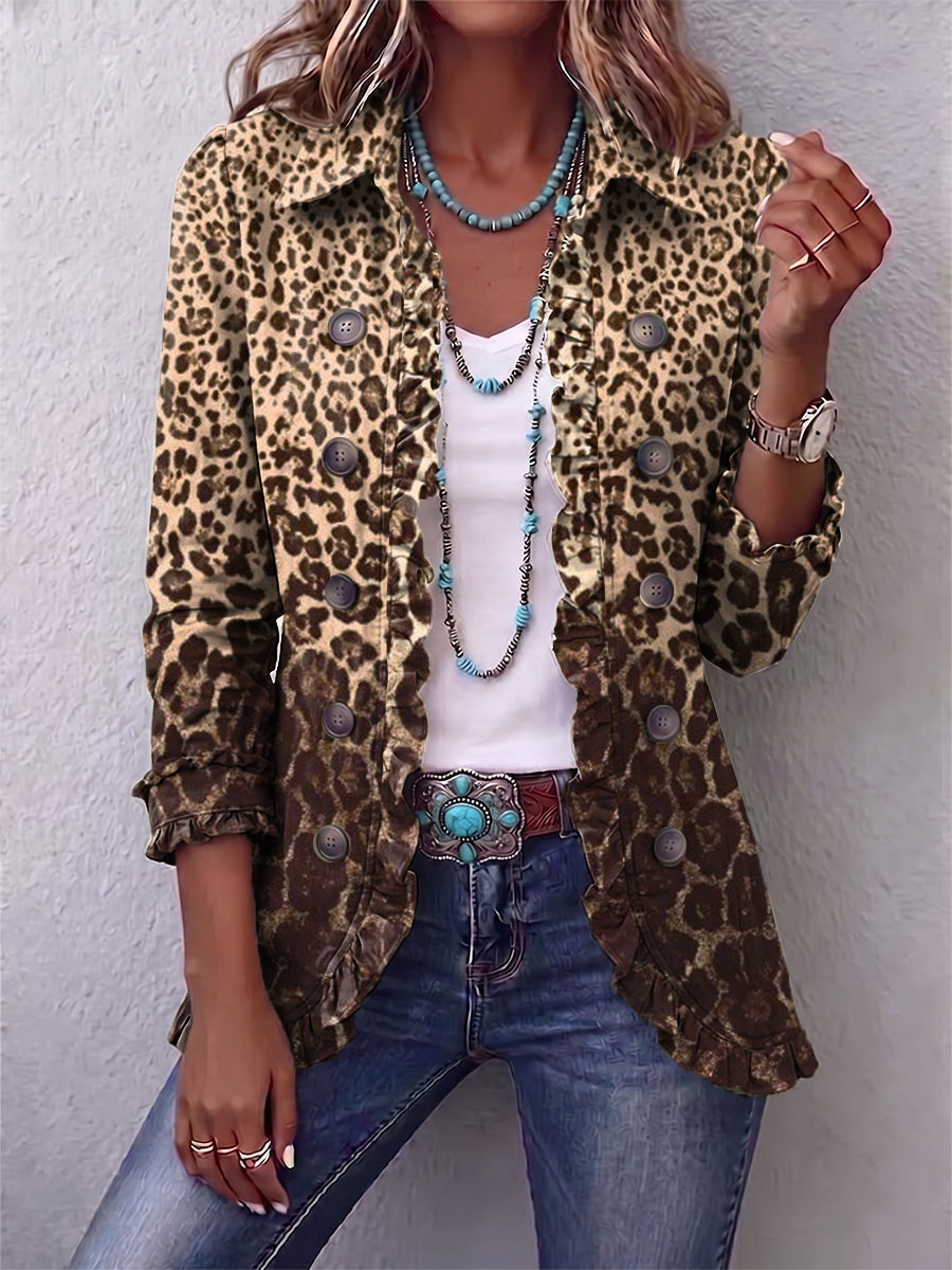 Navara | Rüschenjacke mit Leoparden-Print