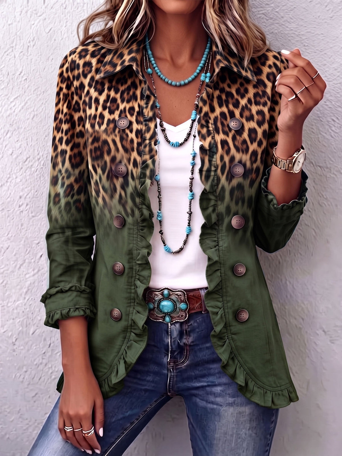 Elspeth | Blazer-Jacke mit Leoparden-Verlauf